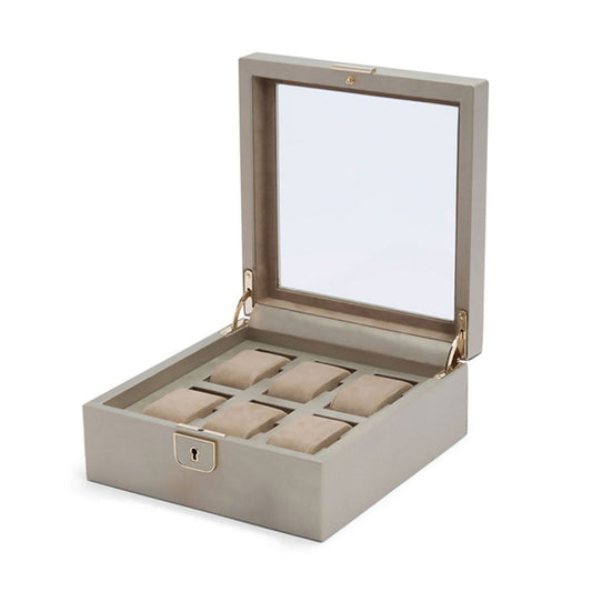 WOLF Palermo 6 Piece Watch Box Pewter 213878