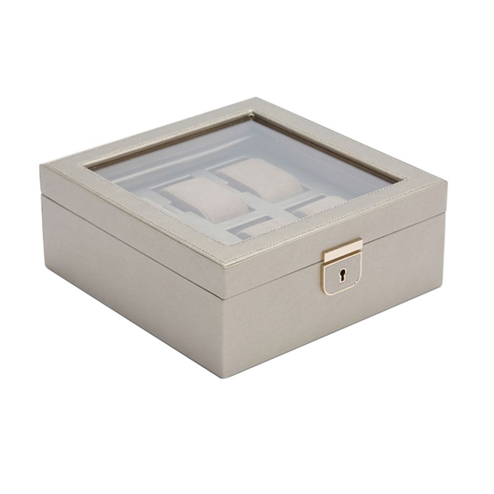 WOLF Palermo 6 Piece Watch Box Pewter 213878