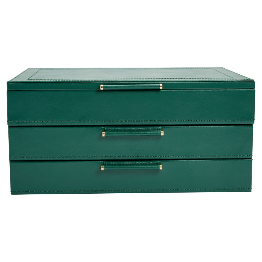 WOLF Sophia Forest Green Jewelry Box With Drawers 392012