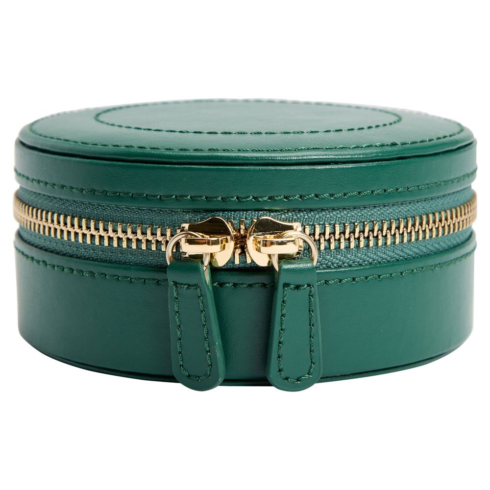 WOLF Sophia Forest Green Round Zip Jewelry Case 392312