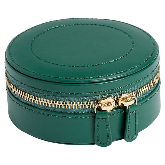 WOLF Sophia Forest Green Round Zip Jewelry Case 392312
