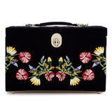 WOLF Zoe Large Jewelry Box Indigo Velvet Floral Embroidery 393016