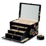WOLF Zoe Large Jewelry Box Indigo Velvet Floral Embroidery 393016
