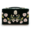 WOLF Zoe Medium Jewelry Box Forest Green Velvet Floral Embroidery 393112