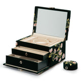 WOLF Zoe Medium Jewelry Box Forest Green Velvet Floral Embroidery 393112