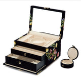 WOLF Zoe Medium Jewelry Box Indigo Velvet Floral Embroidery 393116