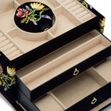 WOLF Zoe Medium Jewelry Box Indigo Velvet Floral Embroidery 393116