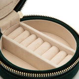 WOLF Zoe Travel Round Pouch Forest Green Velvet Floral Embroidery 393212