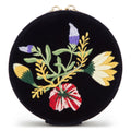 WOLF Zoe Travel Round Pouch Indigo Velvet Floral Embroidery 393216