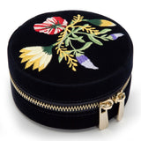 WOLF Zoe Travel Round Pouch Indigo Velvet Floral Embroidery 393216