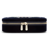 WOLF Zoe Travel Zip Case Indigo Velvet Floral Embroidery 393316
