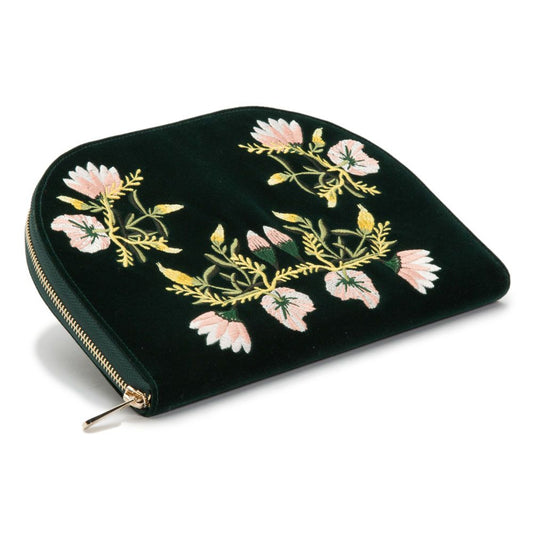 WOLF Zoe Travel Jewelry Portfolio Forest Green Velvet Floral Embroidery 393412