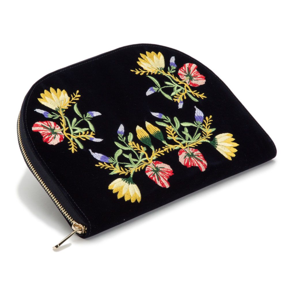 WOLF Zoe Travel Jewelry Portfolio Indigo Velvet Floral Embroidery 393416