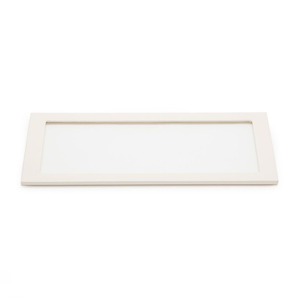 WOLF Vault Tray Glass Lid Ivory Leather Finish 435353