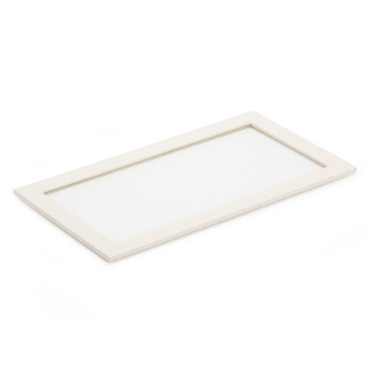 WOLF Vault Tray Glass Lid Ivory Leather Finish 435353