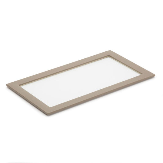 WOLF Vault Tray Glass Lid Grey Leather Finish 435365
