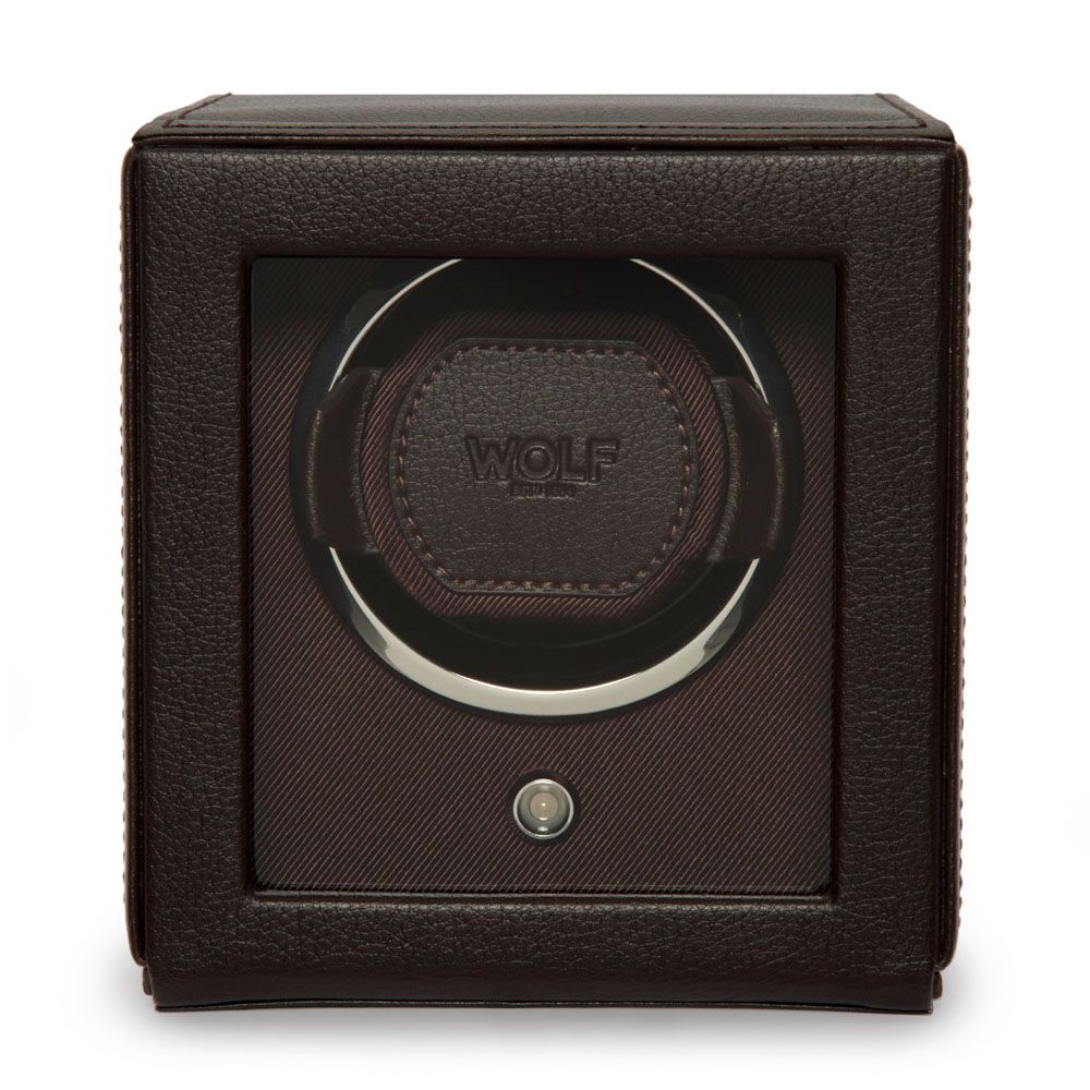 WOLF Cub Single Watch Winder with Cover Brown 461106