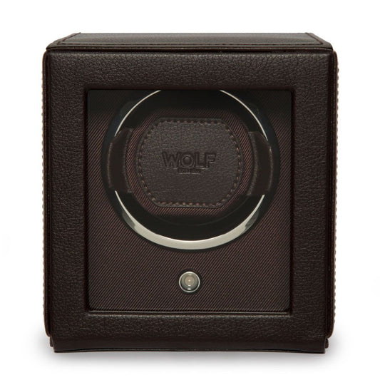 WOLF Cub Single Watch Winder with Cover Brown 461106