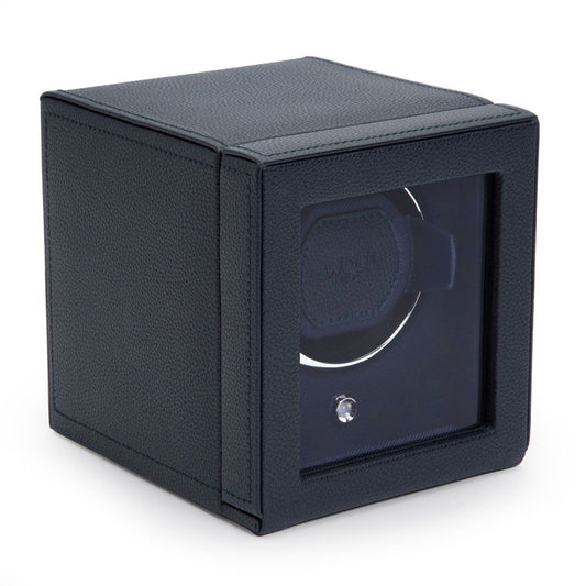 WOLF Cub Single Watch Winder with Cover Navy 461117