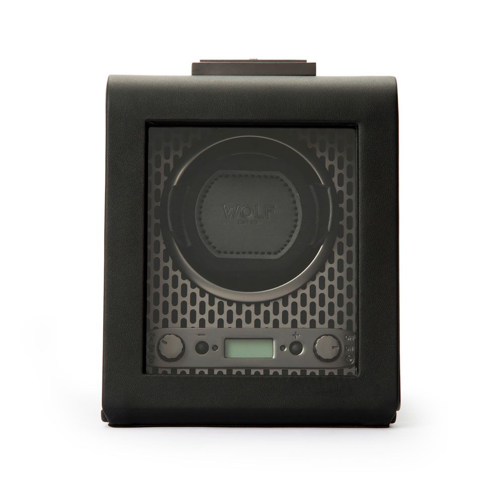 WOLF Axis Black Powder Coat Metal Plated Single Watch Winder 469103