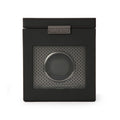 WOLF Axis Black Powder Coat Metal Plated Single Watch Winder With Storage 469203