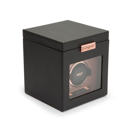 WOLF Axis Copper Metal Plated Single Watch Winder With Storage 469216