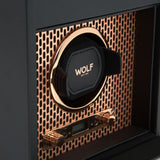 WOLF Axis Copper Metal Plated Single Watch Winder With Storage 469216