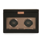 WOLF Axis Copper Metal Plated Double Watch Winder With Storage 469316