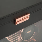 WOLF Axis Copper Metal Plated Double Watch Winder With Storage 469316