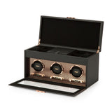 WOLF Axis Copper Metal Plated Triple Watch Winder With Storage 469416