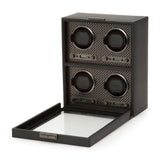 WOLF Axis Black Powder Coat Metal Plated 4 Piece Watch Winder 469503