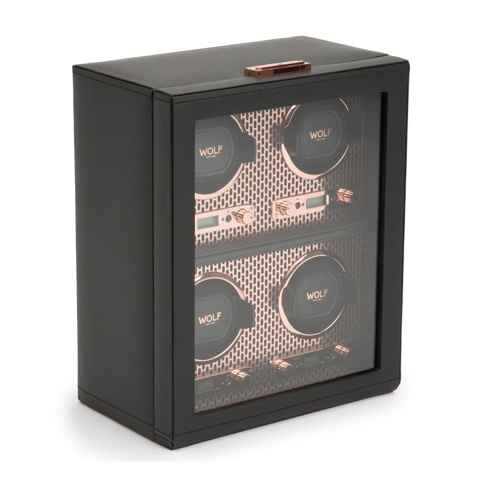WOLF Axis Copper Metal Plated 4 Piece Watch Winder 469516