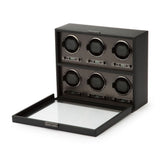 WOLF Axis Black Powder Coat Plated 6 Piece Watch Winder 469603