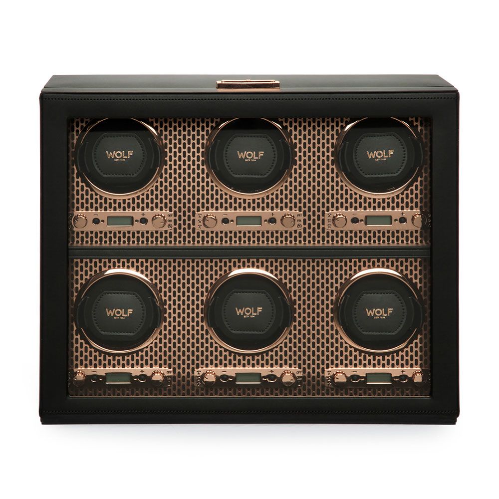 WOLF Axis Copper Metal Plated 6 Piece Watch Winder 469616