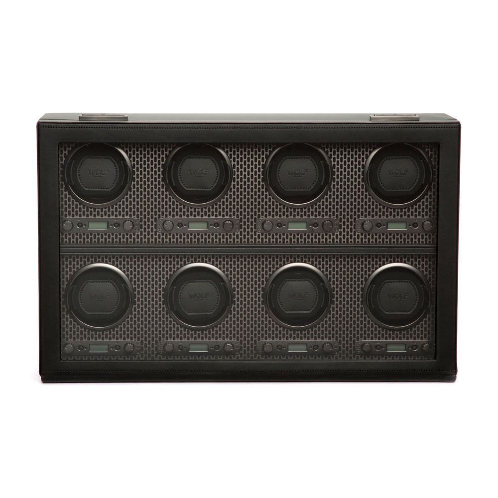 WOLF Axis Powder Coat Metal Plated 8 Piece Watch Winder 469703