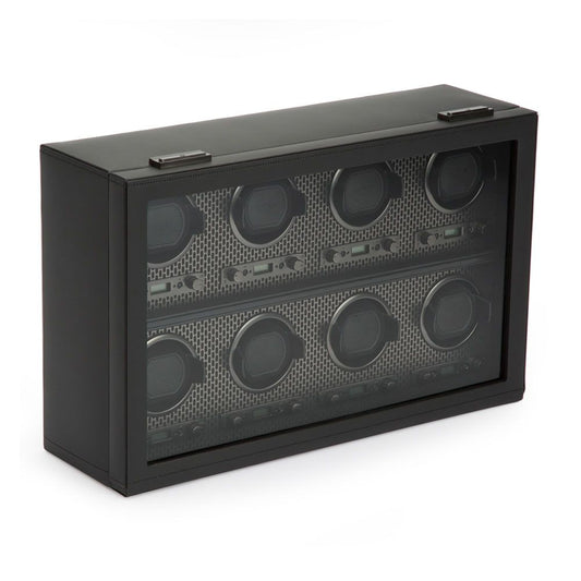 WOLF Axis Powder Coat Metal Plated 8 Piece Watch Winder 469703