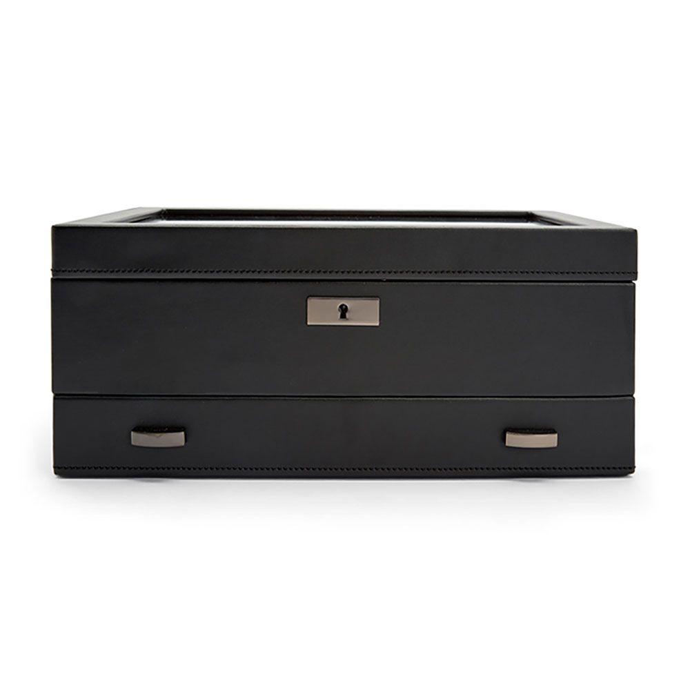 WOLF Axis 10 Piece Powder Coat Watch Box With Drawer 488203