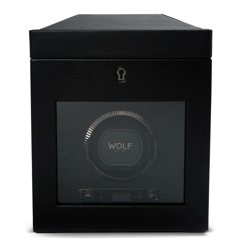 WOLF British Racing Black Single Watch Winder with Storage 792102