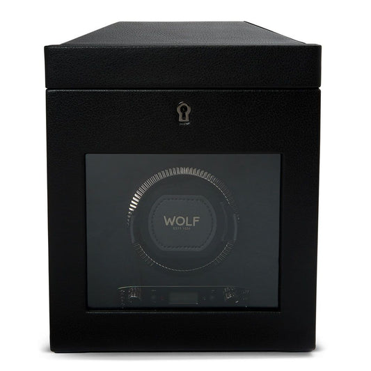 WOLF British Racing Black Single Watch Winder with Storage 792102