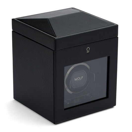 WOLF British Racing Black Single Watch Winder with Storage 792102