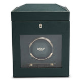 WOLF British Racing Green Single Watch Winder with Storage 792141
