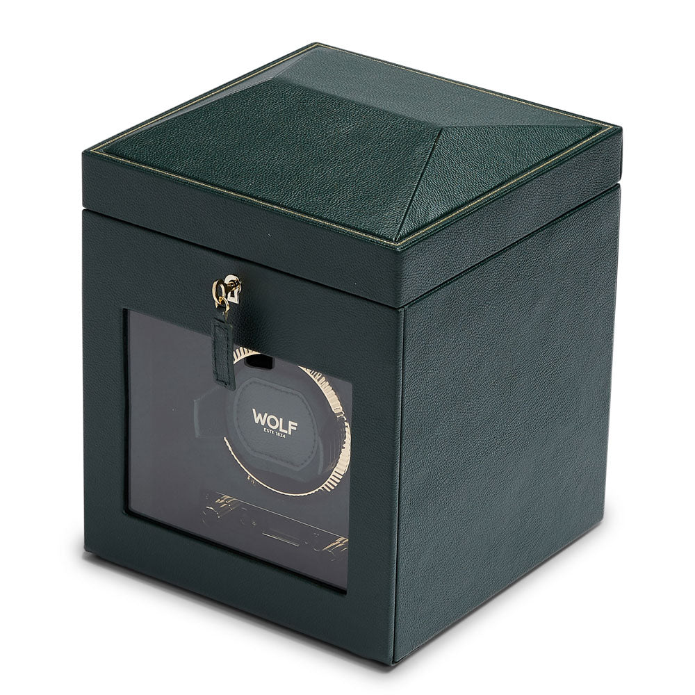 WOLF British Racing Green Single Watch Winder with Storage 792141