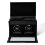 WOLF British Racing Black Double Watch Winder with Storage 792202