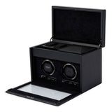 WOLF British Racing Black Double Watch Winder with Storage 792202