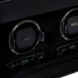 WOLF British Racing Black Double Watch Winder with Storage 792202