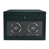 WOLF British Racing Green Double Watch Winder with Storage 792241