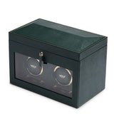 WOLF British Racing Green Double Watch Winder with Storage 792241