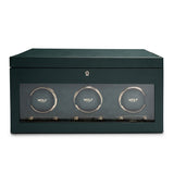 WOLF British Racing Green Triple Watch Winder with Storage 792341