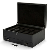 WOLF British Racing 10 Piece Watch Box With Storage Black 792802