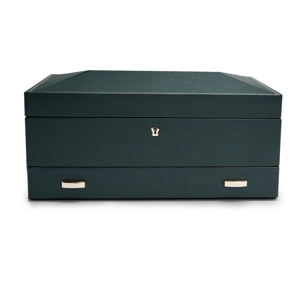 WOLF British Racing Green 10 Piece Watch Box With Storage 792841